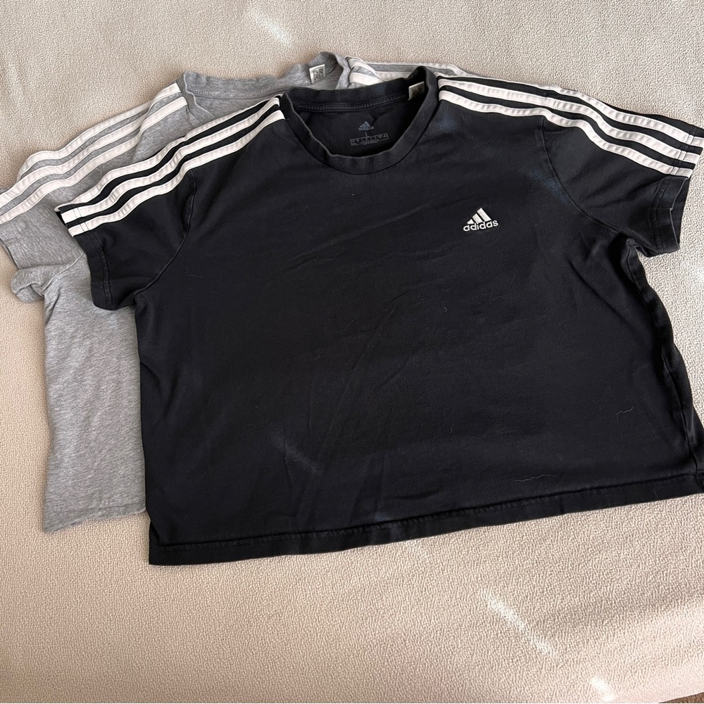 Bundle Adidas Boxy Crop Black and Gray T-Shirts Large